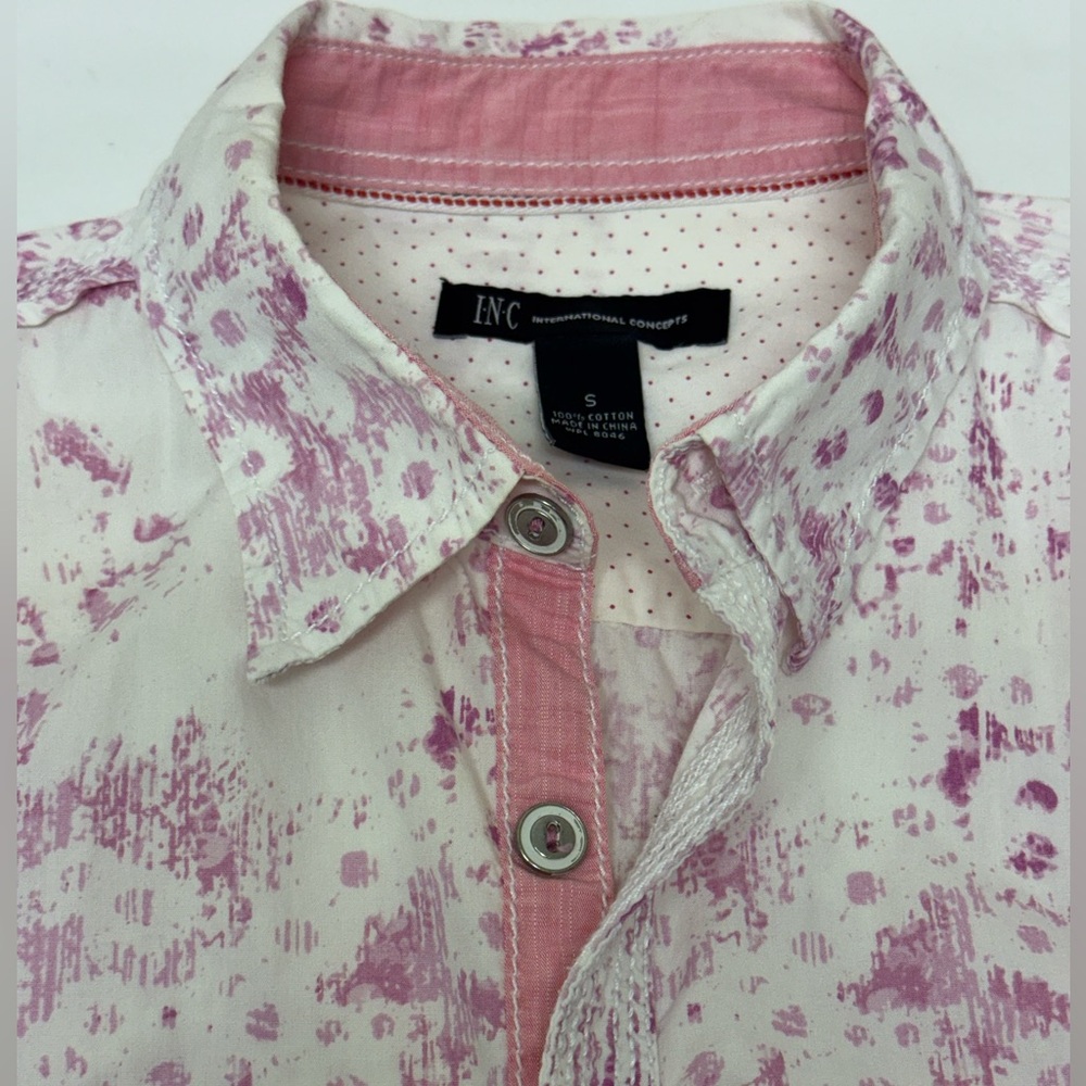 INC International Concepts Men's Pink and White Casual Shirt